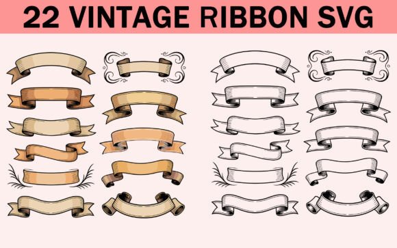 Download Vintage Banner Ribbon Clipart SVG Bundle - Vintage Collection