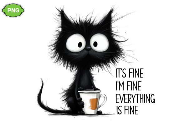 Download I'm Fine Everything is Fine Coffee Cat - Thin Collection